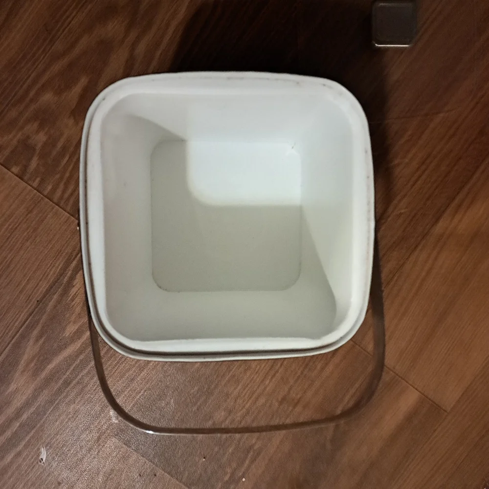 ELEGANT Vtg. 1950's Metallic Silver Rectangular ICE Bucket W/ LID